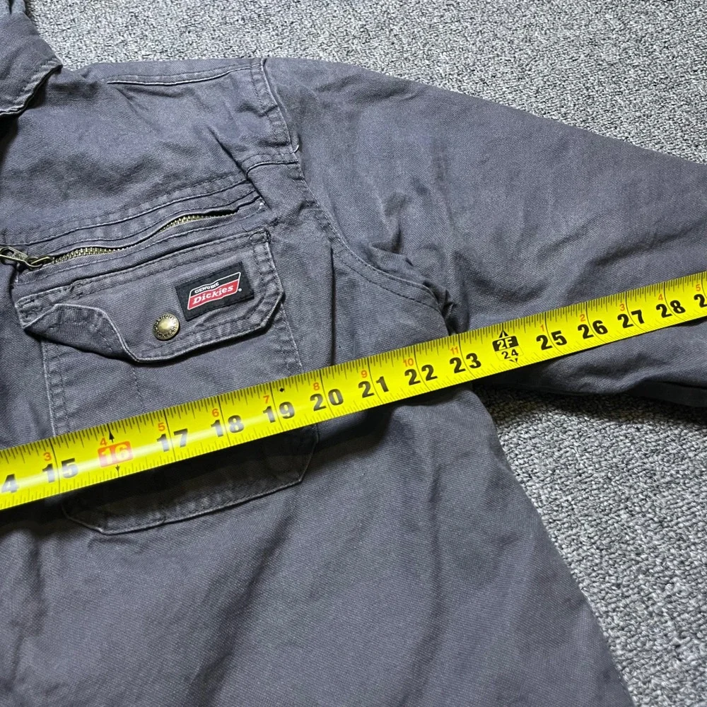 Dickies Hooded Canvas Work Jacket L Grayish Purple Lined Full Zip Snap Button